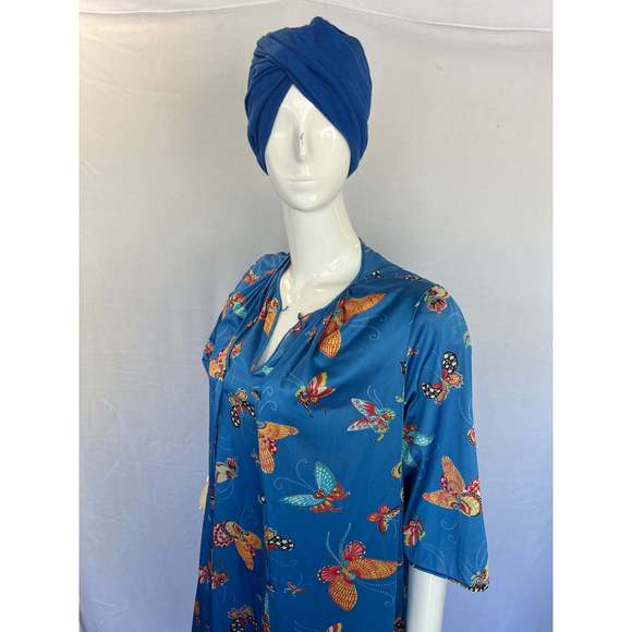 60s/70s Blue Layered Fold Turban - Picture 5 of 13